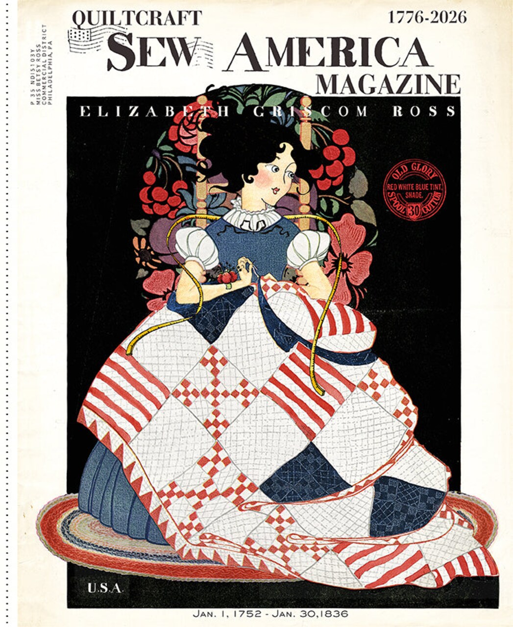 Fabric Riley Blake Sew America Betsy Ross Panel PD17340-PANEL
